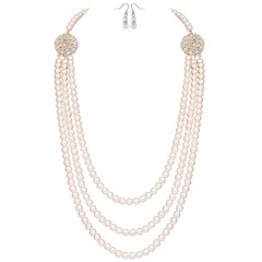 【新品】 [BABEYOND]レディース パール 模造真珠 ネックレス おしゃれ 装飾 エレガント ウェディング 結婚式 成人式 入学式 パーティー 冠婚葬祭 ハンドメイド ジュエリー ホワイト グレー アクセサリー プレゼント 女性 ロング (スタイル2 1