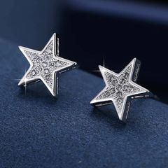 キュービックジルコニア　クリスタルスターピアス シルバー