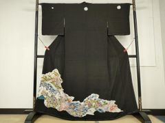 平和屋本店□極上 白木周生 九寸名古屋帯 手描糸目染帯 糸車花文 飴色  