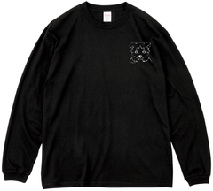 いぬワンポイントイラスト/オリジナルデザイン/00114-BLC/Printstar 5.6オンス ヘビーウェイトビッグLS-Tシャツ/ブラック