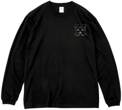 【新品】いぬワンポイントイラスト/犬/Tシャツ/黒/長袖/プリント/シンプル/イラスト/おしゃれ/メンズ/レディース/ユニセックス/オリジナルデザイン/00114-BLC/Printstar 5.6オンス ヘビーウェイトビッグLS-Tシャツ/ブラック