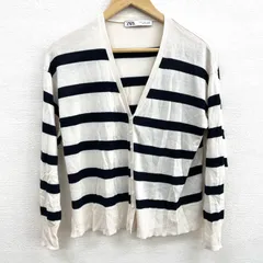 ZARA ザラ　ボーダー柄カーディガン　長袖　Vネック　サイズＳ(165/84A)