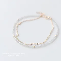 14kgf 天然石ラブラドライトのシンプルかわいい2連華奢ブレスレット