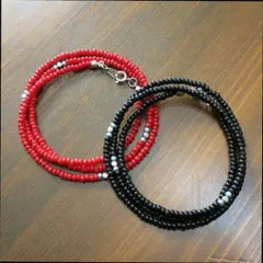 セット ビーズネックレス 赤 黒 メンズ レディース ネックレス アクセサリー