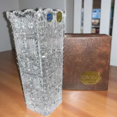 【未使用】ボヘミア クリスタル　グラス　花瓶　箱付き　大きい サイズ ボヘミアグラス 花瓶 クリスタルグラス