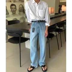 秋冬 コーデ メンズ  服 シンプル ファッション オシャレ 大人 かっこいい 大きいサイズ ストリート 紳士服 ライト ブルー ウォッシュ加工 ストレート ジーンズ アメリカン ストリート ワイド レッグ パンツ