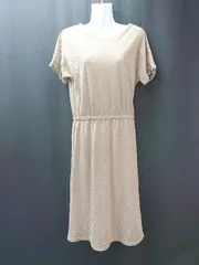 ◇ NATURAL BEAUTY BASIC カジュアル シンプル ウエストゴム 半袖 ロング丈 ワンピース サイズM ベージュ レディース E  【1307260030860】