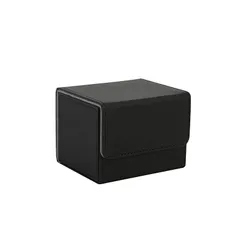 Venssu デッキケース トレカケース ストレージボックス 横入れ マグネット PU レザー 120枚 Sサイズ 「 遊戯王 ポケモン デュエマ 各種 カードゲーム に使用可能 」スリーブ対応 (黒（内装灰）) 1