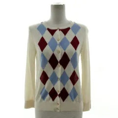 クミキョク 組曲 KUMIKYOKU アーガイル柄 クルーネックニットカーディガン 長袖 ウール混 ライトベージュ ブルー系 青系 エンジ 2