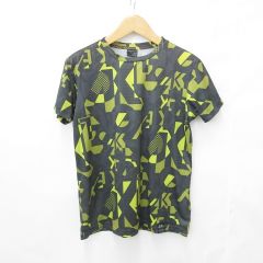 オークリースカルコレクション OAKLEY SKULL COLLECTION ゴルフ スポーツウエア Tシャツ 半袖 プリント 総柄 ハイネック 吸汗速乾 グレー イエロー Lのサムネイル