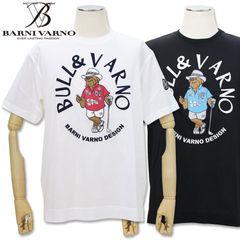 バーニヴァーノ 天竺 ブルドッグ刺しゅう 半袖 Tシャツ LLサイズ ホワイト ブラック BARNI VARNO BSS-OTH5265 春夏 25SS
