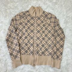 バーバリーブルーレーベル トラックジャケット ジャージ ノバチェック ホースロゴ ベージュ Mサイズ相当 ★お値段交渉を受け付けます。