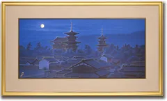 絵画 寧楽の幾望/インテリア 額入り 額装込 風景画 油絵 ポスター アート アートパネル リビング 玄関 プレゼント モダン アートフレーム 飾る 4Lサイズ おしゃれ 壁掛け 絵