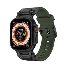 アップルウォッチバンド（Apple Watchバンド）ステンレスコネクトTPUバンド【ブラックグリーン】42mm/44mm/45mm/46mm/49mm対応 [BELTIES]