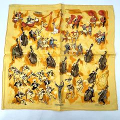 新品同様 HERMES エルメス シルク スカーフ CONCERTO コンチェルト イエロー