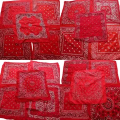 古着卸 まとめ売り ペイズリー柄 バンダナ  小物 20枚セット (ユニセックス ) レッド 赤 レッドホワイト 中古 古着 NA7997