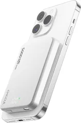 CHCCUL モバイル バッテリー MagSafe対応 急速充電 マグネット式 ワイヤレス充電 5000mAh PD20W USB-c出力 モバイルバッテリー ワイヤレス出力15W/USB-C入出力 PSE認証済み LED残量表示(シルバー)