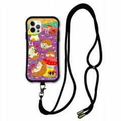 [iPhone14 Pro Max] iPhoneSE 第3世代 / 第2世代 スマホショルダー付 i-coronケース iPhone15 iPhone14 iPhone13 12 11 スマホケース カバー 肩掛け 斜め掛け アニマル柄 ハリネズミときのこの