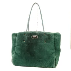 美品 Kate Spade トートバッグ K9935 エブリシング フェイクファー PINE GROVE ダークグリーン系 緑 カバン 鞄 ケイトスペード