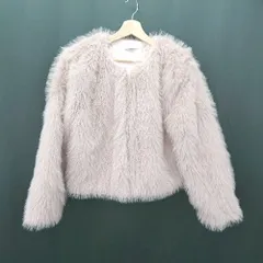 ◇ ⊇ KONHANFAN フェイクファー 長袖 ノーカラーコート サイズ表記なし ピンク レディース E  【1506130002611】