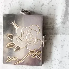 suiren様専用品純銀製象嵌　ブック型ロケットペンダントトップ純銀製　　シルバーチャーム　　日本製　和の小物　希少　日本職人細工