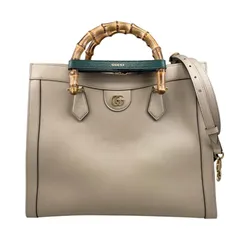 ☆E4445 グッチ トートバッグ ダイアナ バンブー 655658 レザー ダブルG ベージュ ゴールド金具 GUCCI