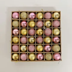 【人気商品】36個セット 3cm カラフルボール ピンク×イエロー オーナメント クリスマスツリー