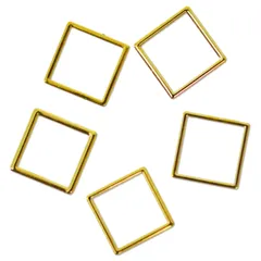 フラットメタルパーツ　スクエア（四角形） 外寸約5mm/内寸約4mm ゴールド 20個入り mp10016  極薄メタルプレート