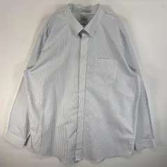 古着 エルエルビーン L.L.Bean 長袖シャツ 胸ポケ ボタンダウン 大きいサイズ 18-36 2XL  ホワイト系 ストライプ メンズ