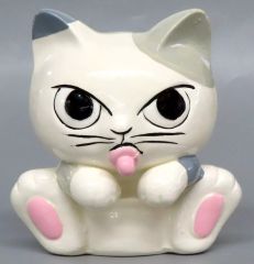 昭和レトロ】陶器製 お願い猫 貯金箱 コインバンク ファンシー 置物