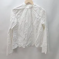 ◇ MOUSSY マウジー バンドカラー レース コットン100％ 長袖 シャツ ブラウス サイズF ホワイト レディース E  【1402200015140】