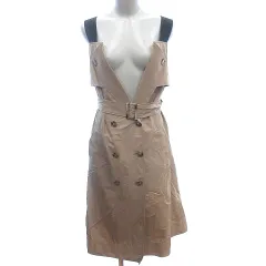 ストロベリーフィールズ STRAWBERRY-FIELDS ワンピース ジャンパースカート 切替 ウエストマーク ベージュ /AU