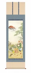掛け軸　大黒天　無名　紙本　掛軸 楽天市場】掛け軸 「大黒天」模表装 36x56cm 吉祥画 開運 五穀