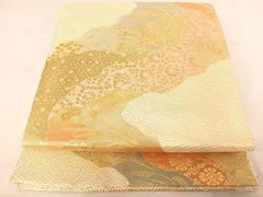 平和屋着物◎佐賀錦　六通柄袋帯　道長花文　金糸　正絹　逸品　AAAV8743yx