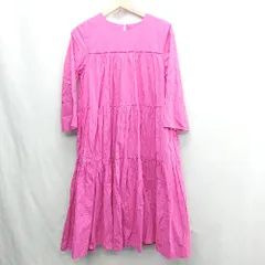 ◇ ⊂ OPAQUE CLIP ティアード 七分袖 ロング丈 ワンピース サイズM ショッキングピンク レディース E  【1412260036245】のサムネイル