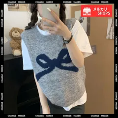 【送料無料】ニットベスト レディース ニットジレ ニットトップス ノースリーブ リボン柄 体型カバー 重ね着 着やせ 大人可愛い カジュアル オルチャン 春秋冬 プルオーバー ベスト セーター 韓国ファッション 新品 未使用 CH99JNX-001