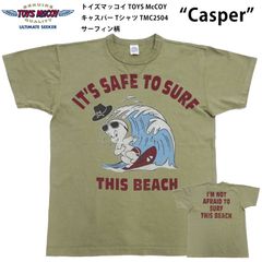Toys McCoy T-shirt TMC2504 Casper Surfing Pattern TOYS McCOY Casper Tee It's Safe to Surf Men's Printed Short-Sleeve T-shirt Garment Dyed Finish 160 Olive