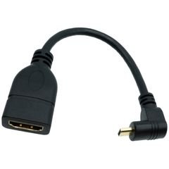 デジカメ ビデオカメラ パソコン ラズパイ接続に microHDMI（オス）- HDMI TYPE-A(メス） L型変換ショートケーブル 下向き 約15ｃｍ  MCHDMI-15HDL