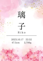 命名書　命名紙　出産祝い　生年月日のサムネイル