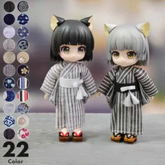 オビツ11 ドール服 和装セット 浴衣 帯付き 12分の1 BJD GSCねんどろいどどーる ピコニーモ対応 和風コーデ 夏祭り風 撮影小物 ぬい撮り 猫耳アクセ対応 男の子 女の子兼用y-2