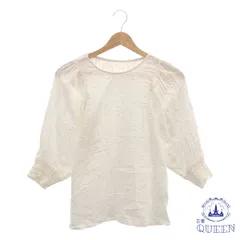 ☆美品☆ GU ジーユー トップス ブラウス シャツ 長袖 クルーネック カジュアル シンプル 無地 おしゃれ レディース ホワイト 901-14432 送料無料 古着