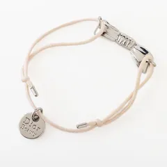 MOH25132 美品 Christian Dior クリスチャン ディオール ブレスレット リボンチャーム ノベルティ シルバー×ライトピンク アクセサリー
