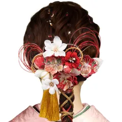 【話題沸騰】飾り 髪 和装 卒業式 着物 浴衣 袴 花 つまみ細工 結婚式 水引き 髪留め 七五三 振袖 コーム 成人式 ヘアアクセサリー 髪飾り 2カラー OTAKUMARKET (赤)