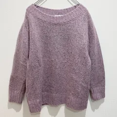 GLOBAL WORK グローバルワーク　レディース　トップス　ニット　セーター　長袖　リブ袖　リブ裾　ラウンドネック　無地　単色　ピンク系　パープル系　Lサイズ　モヘヤ混　羊毛混　着回し　シンプル　カジュアル　SU479h909