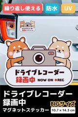 【もりくま商店】ドライブレコーダー録画中 ステッカー 車用 大サイズ マグネット式 柴犬デザイン 防水 UV加工 カーステッカー