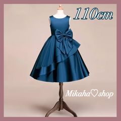 【限定SALE】 キッズ　ドレス　110cm　発表会　膝丈ドレス　ネイビー