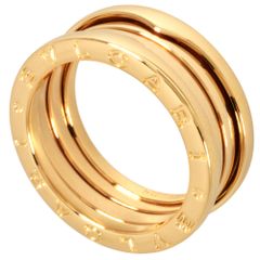 ブルガリ BVLGARI ビーゼロワン 3バンド リング 指輪 #56 K18YG 9.7g イエローゴールド B-zero1 ユニセックス【中古】