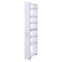 新品 山善(YAMAZEN) キッチンワゴン (隙間収納) 幅18×奥行49×高さ172cm スリム 取っ手 隠しキャスター 棚 キャスター付きワゴン ワゴン ラック 組立品 ホワイト SKSW-170(WH)