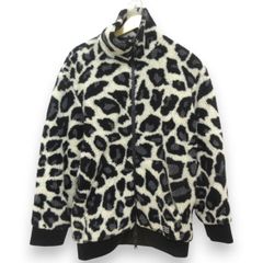 美品 MSGM エムエスジーエム レオパード柄 ハイネック ジップアップ ボアブルゾン ジャケット 2740MH24 サイズ44 ブラック アイボリー メンズ 古着 中古 USED