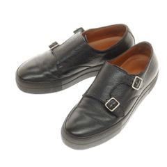 【中古】ユナイテッドアローズ UNITED ARROWS レザー ダブルモンク スニーカー ブラック【サイズ40】【メンズ】